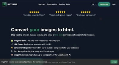 IMG2HTML: Image to HTML CSS code AI converter preview